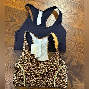 Two (2) fabletics sports bras NWT XS leopard print and black